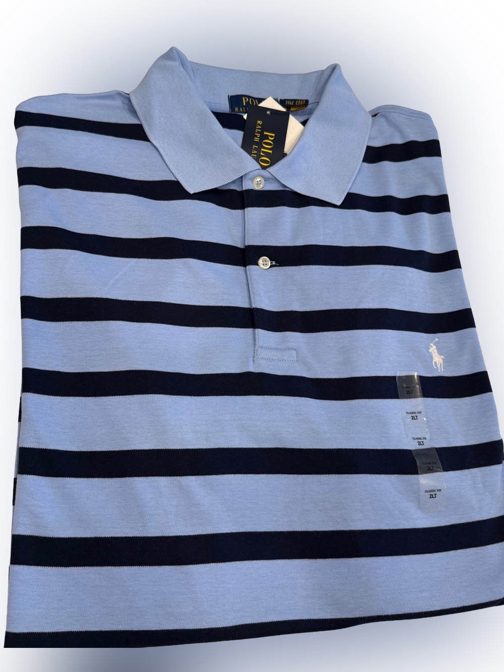 Polo Ralph Lauren Men’s Big & Tall Blue Striped Polo Shirt S/S Sz 2XLT NWT